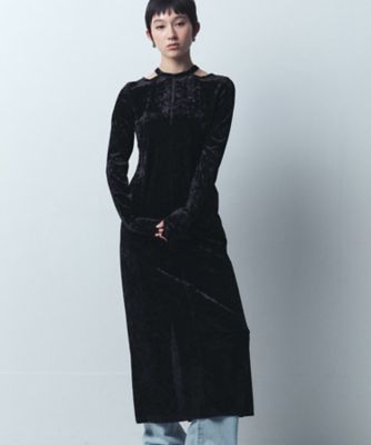 CODE A (Women)/コードエー neck point velour dress(2002555598) クロ019 ワンピース・ドレス【三越伊勢丹/公式】