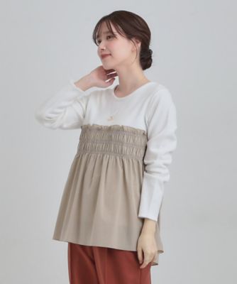 新品☆異素材ドッキングトップス⭐︎ 定価１３５００円⭐︎送料込 INDIVI tシャツ 「洗える」異素材ドッキングトップス レディース