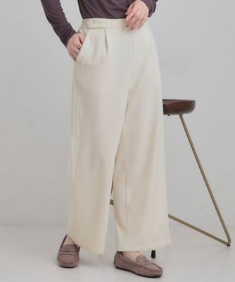 ＜SHOO LA RUE (Women)＞【洗濯機可／Ｓ－ＬＬ／あったか】さりげないウエストのタブボタンがポイント　裏起毛ワイドパンツ（２００２５５５７５１）