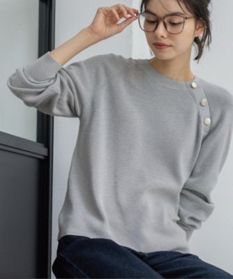 OPAQUE.CLIP (Women)/オペークドットクリップ ボタンデザインラメニット(2002555761) グレー612 トップス【三越伊勢丹/公式】