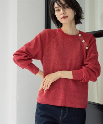 OPAQUE.CLIP (Women)/オペークドットクリップ ボタンデザインラメニット(2002555761) アカ662 トップス【三越伊勢丹/公式】