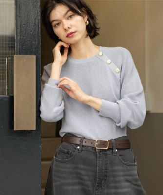 OPAQUE.CLIP (Women)/オペークドットクリップ ボタンデザインラメニット(2002555761) アオ690 トップス【三越伊勢丹/公式】