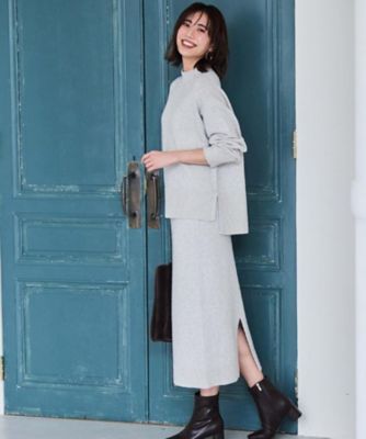 ラメスパンコールハイネックニット／セットアップ対応可【洗濯機OK