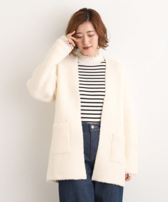 GROVE (Women)/グローブ 軽やかに着流す ブークレニットコーディガン(2002555837) シロ003 トップス【三越伊勢丹/公式】