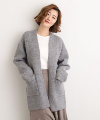 GROVE (Women)/グローブ 軽やかに着流す ブークレニットコーディガン(2002555837) ミドルグレー012 トップス【三越伊勢丹/公式】