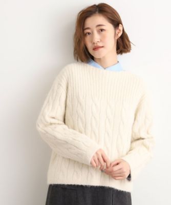 ＜GROVE (Women)＞ふんわり包み込む　ケーブルボートネックニット（２００２５５５８６４）
