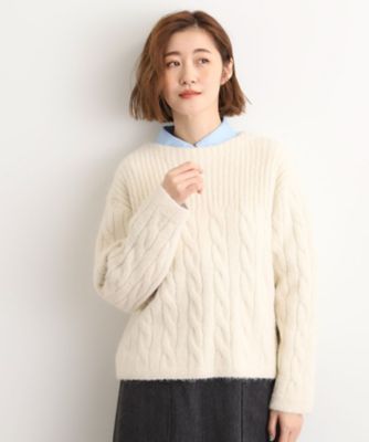 ふんわり包み込む ケーブルボートネックニット（2002555864