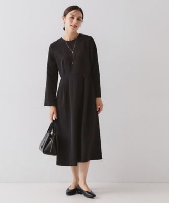 近年 ENFOLD PEダブルクロスノーカラーワンピース 洗える ロング 洗える】セレモニーダブルクロス ワンピース （ロング・マキシ丈