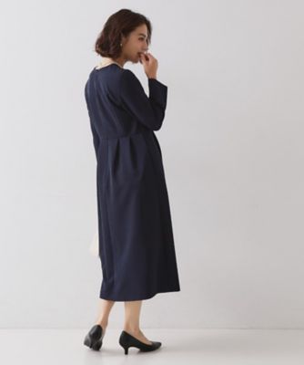 ≪通勤・セレモニー対応≫フィットアンドフレアワンピースダブルクロス