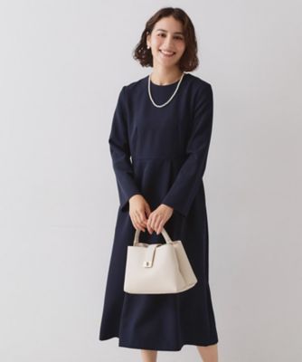 ≪通勤・セレモニー対応≫フィットアンドフレアワンピースダブルクロス