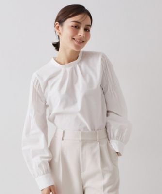 ＜OPAQUE.CLIP (Women)＞≪通勤・セレモニー対応≫袖タックボリュームブラウス【洗濯機ＯＫ】（２００２５５５９１４）