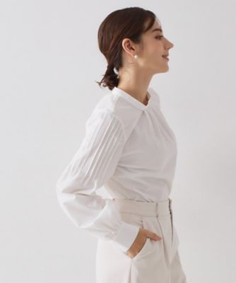 トップス ok ≪通勤・セレモニー対応≫袖タックボリュームブラウス【洗濯機OK