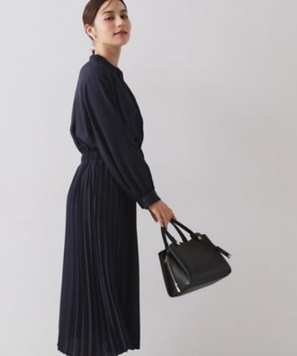 ≪通勤・セレモニー対応≫ジョーゼットプリーツワンピース【洗濯機OK