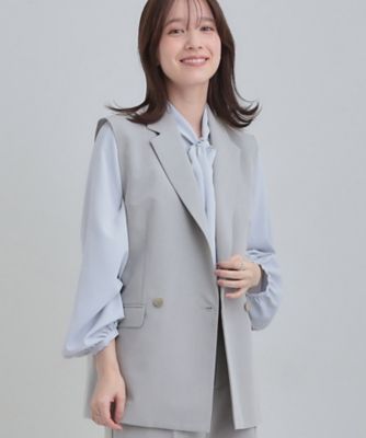 ＜SHOO LA RUE (Women)＞【セットアップ可／Ｓ－ＬＬ／洗濯機可】サッと羽織ってこなれ見え　ダブルブレストジレ（２００２５５６０１０）