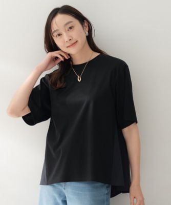 洗える／Tシャツ】異素材ドッキングプルオーバー
