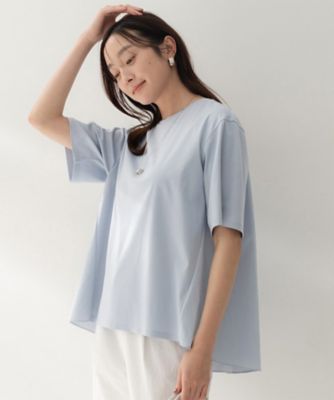 洗える／Tシャツ】異素材ドッキングプルオーバー