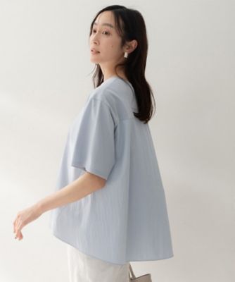 洗える／Tシャツ】異素材ドッキングプルオーバー