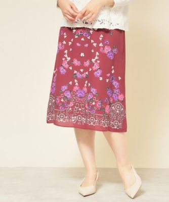 ＜SUNAUNA (Women)＞【ｃｏ　ｃｒｅａｔｉｏｎ　ａｎｄ　ｙｏｕｒｓ／ＳＳ～Ｌ】オリエンタル柄パネルスカート（２００２５５６０４１）