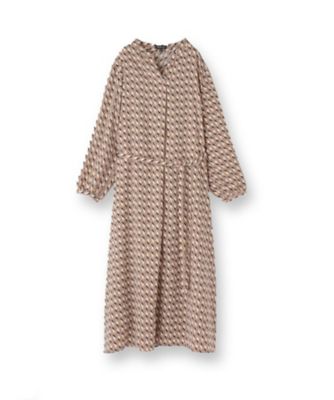 ペイントプリントフレアワンピース 洗える／オリジナル柄】ジオメプリント フレアワンピース