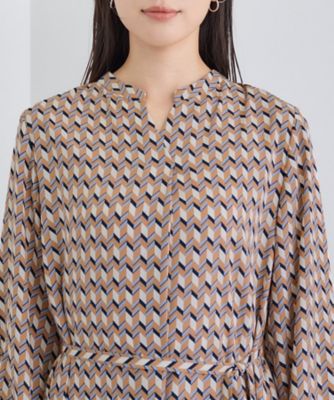 洗える／オリジナル柄】ジオメプリント フレアワンピース