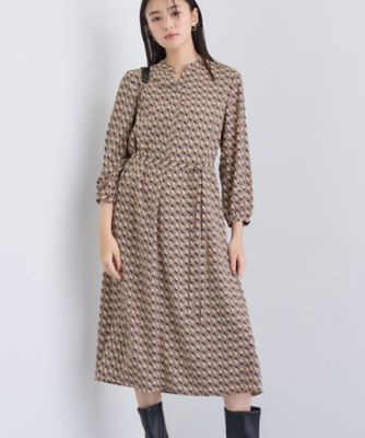 ペイントプリントフレアワンピース 洗える／オリジナル柄】ジオメプリント フレアワンピース