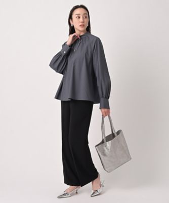 エンフォルド C/Pe タイプライターVネックブラウス ネイビー ENFOLD］Silky Punch Open V-neck Pullover – MaW SAPPORO
