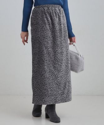 ＜SHOO LA RUE (Women)＞【あったか】両面起毛　ベロアレオパード柄スカート（２００２５５６０７１）