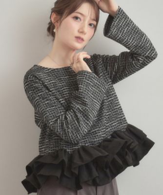 ＜COUTURE BROOCH (Women)＞カットツイード裾フリルプルオーバー（２００２５５６１１８）