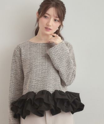 カットツイード裾フリルプルオーバー（2002556118