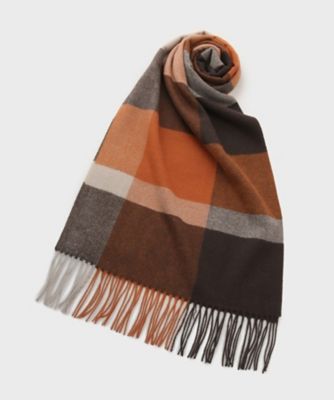 洗えるカシミヤ】 ピュアカシミヤ パネルチェックマフラー