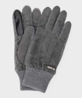 スエード調ニットコンビ ウォッシャブルグローブ