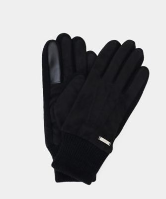 スエード調ニットコンビ ウォッシャブルグローブ