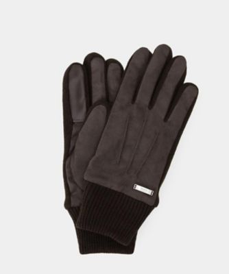 スエード調ニットコンビ ウォッシャブルグローブ