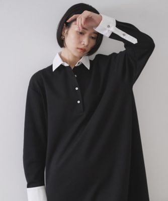 ポロ衿配色ミニワンピース【洗濯機OK】（2002556197