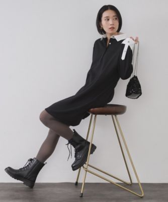 ポロ衿配色ミニワンピース【洗濯機OK】（2002556197