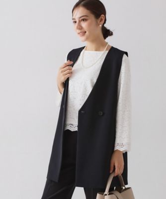 ＜OPAQUE.CLIP (Women)＞≪通勤・セレモニー対応≫Ｖネックミドルジレ【洗濯機ＯＫ】（２００２５５６２１８）