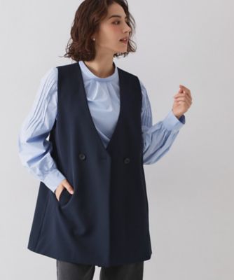 ≪通勤・セレモニー対応≫Vネックミドルジレ【洗濯機OK