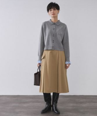 leek☆ページ【お洋服加工】 袖口ドッキング ポロ衿デザインニット【洗濯機洗い可