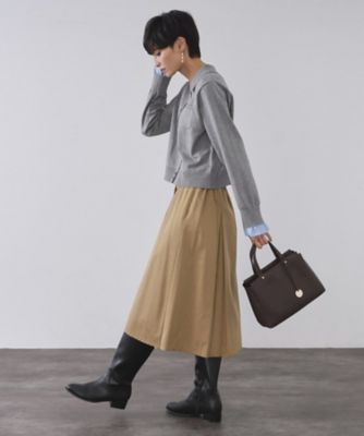 袖口ドッキング ポロ衿デザインニット【洗濯機OK