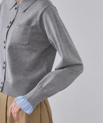 袖口ドッキング ポロ衿デザインニット【洗濯機OK