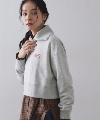 ロゴ刺繍ハーフジップ裏毛トップス【洗濯機洗い可
