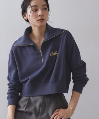 【新品タグ付】HORN GARMENT ハイネックハーフジップシャツ ロゴ刺繍 ロゴ刺繍ハーフジップ裏毛トップス【洗濯機洗い可