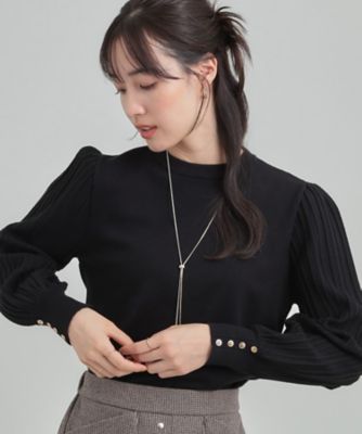 ＜SHOO LA RUE (Women)＞【洗濯機可／Ｓ－ＬＬ】切り替えデザインで上品見え　お袖編み柄ニット（２００２５５６７０７）