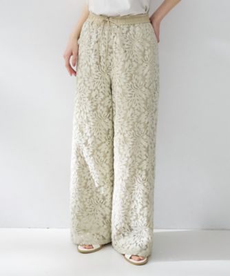 ＜UNTITLED (Women)＞【ウエストゴム／華やか】フラワーレースワイドパンツ（２００２５５６８０１）