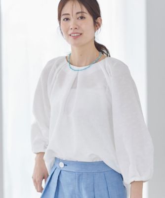 ボリュームスリーブサテンジャカードブラウス（2002556941