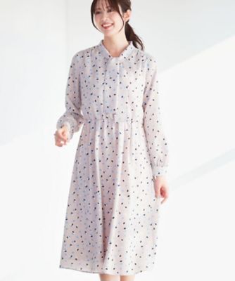 通勤・おでかけにおすすめ◎】フラワープリントボウタイワンピース
