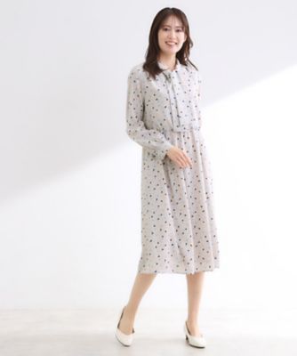 セレモニー／通勤／おでかけに◎】フラワープリントボウタイワンピース