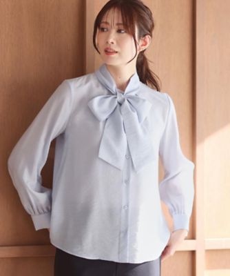 セレモニー・通勤に◎／ボウタイ取り外し可】ボウタイ付きバンドカラー