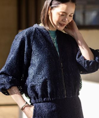 セットアップ可】ジップアップレースショートブルゾン