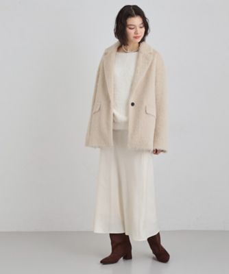 専用　新品タグ付き大人気のクロシェの袖が可愛いハーフコート　ベージュ 纏うだけで大人上品 シャギーチェスターハーフコート